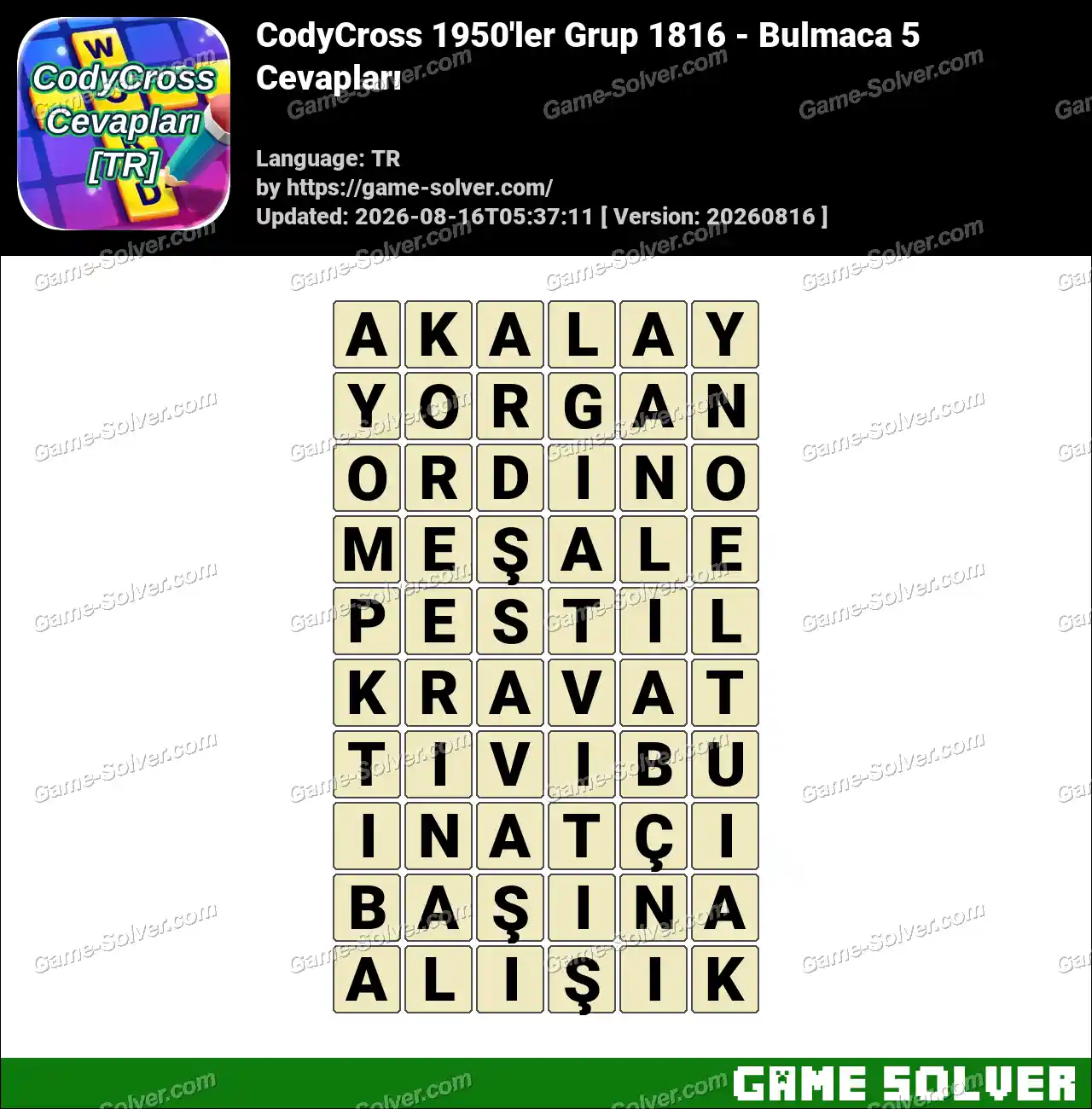 CodyCross 1950’ler Grup 1816 – Bulmaca 5 Cevapları